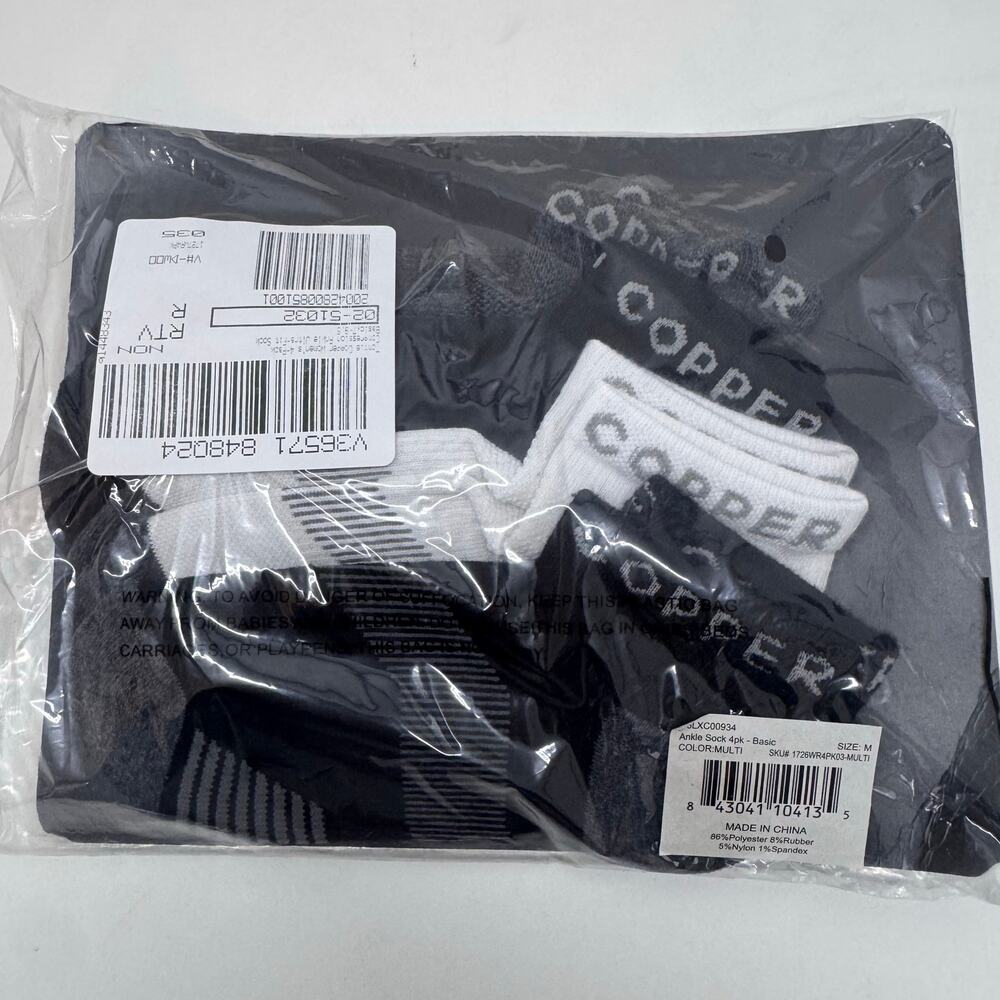 NEW 4 Pairs TOMMIE COOPER Size M (7-9.5) Womens Ankle Socks Multicolor Basic